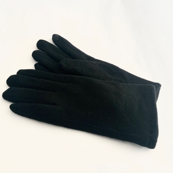 Luxury Cashmere Merino Wool Gloves Classic Black Winter Mittens Fleece inside - Picture 10 of 10